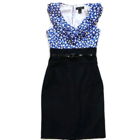 White House Black Market Dresses & Skirts - WHBM Black/Blue/White Polka Dot Dress-Sz 0